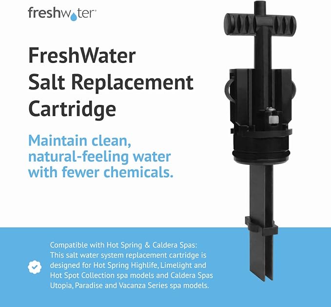 FreshWater Salt System Cartridge - Water Treatment Replacement Cartridge for Spas & Hot Tubs - Easy Maintenance - Supports Natural-Feeling Water to Help Prevent Dry Eyes & Itchy Skin (1 Pack)