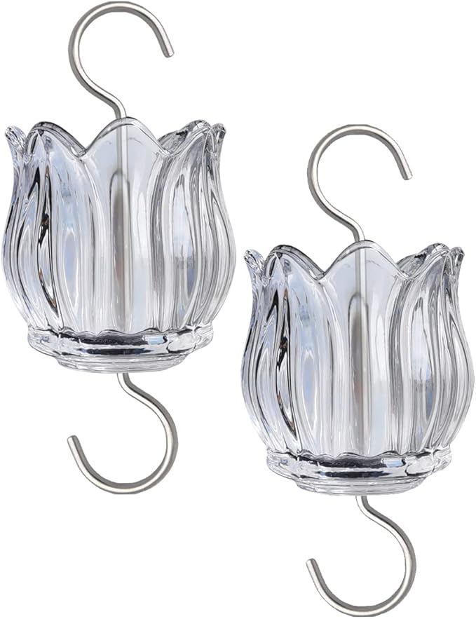 Glass Ant Moat for Hummingbird Feeder - 2PC x 3 OZ Clear Tulip Insect Guard with Large Capacity