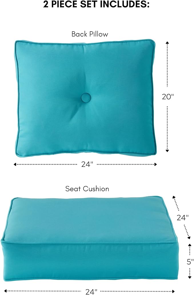 Greendale Home Fashions Outdoor 2-Piece Sunbrella Premium Deep Seat Cushion Set, Canvas Aruba