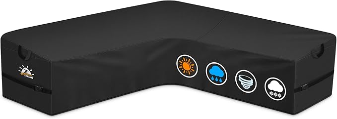 Zettum Outdoor V-Shaped Sectional Cover - 600D Patio Sectional Sofa Cover, Waterproof & Heavy Duty Patio Furniture Covers for Outdoor Sectional Sofa and Couch, 115x115 Inch Wide