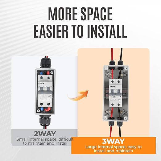 Solar Panels Disconnect Switch 25A 1000VDC PV Shut Off Switch Outdoor Circuit Breaker Box IP65 Waterproof UV-Proof