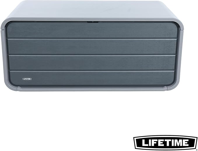 LIFETIME 136‑Gallon Modern Deck Box, Outdoor Storage Container, Weather‑Resistant, UV‑Protected, Lockable Lid