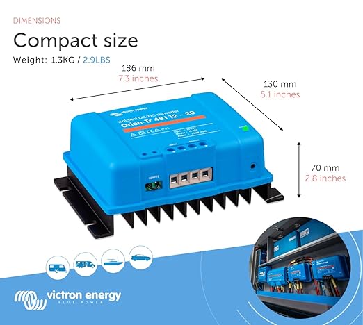 Victron Energy Orion-Tr DC to DC Converter - 48/12-Volt 20 amp 240-Watt - IP43 Protected - for Dual Battery Systems - Isolated