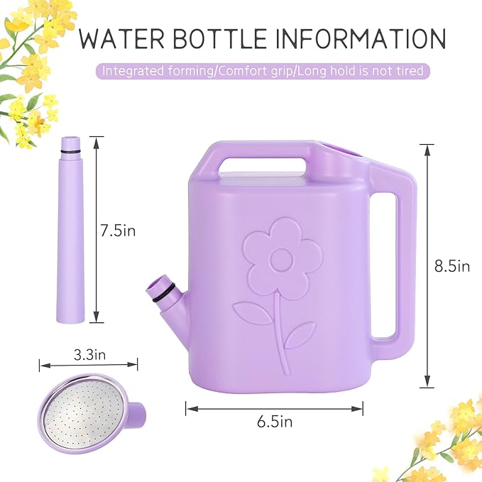 2.8L Watering Can for Indoor Plants, Garden Watering Cans for Outdoor Plant House Flower, Modern Plant Watering Can Large Long Spout with Sprinkler Head
