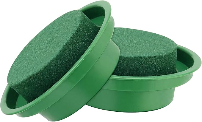 PINGEUI 20 Pack 4.7 Inch Floral Foam with Bowl, Round Wet Floral Foam, Green DIY Flower Arrangement Kit, Flower Supplies Foam for Decoration