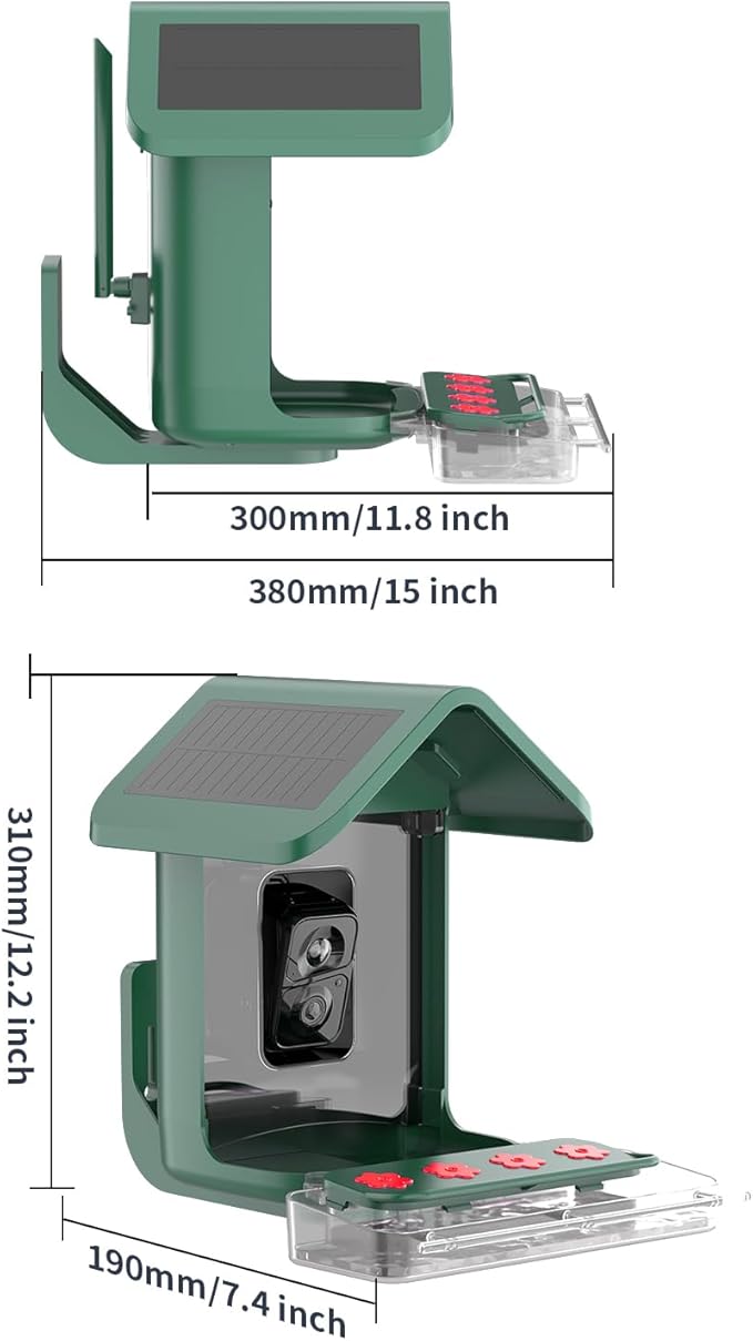 Bird Feeder with Camera Solar Powered: Smart Hummingbird Feeder for Backyard Tree - 2K Live AI Identify Auto Capture Bird Video - WiFi Bird Watching Feeders Gift for Mom Dad