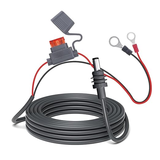 Starlink Mini Direct Battery Power Cable, 3M/10FT, 18AWG DC Power Cable with Fuse Holder for Starlink Mini, 12V-48V Input, Battery Ring Terminals for RV, Boat, Off-Grid Solar (3M)