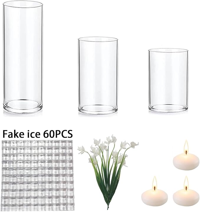 White Orchid Floating Flower for Table Centerpieces Artificial Phalaenopsis Glass Cylinder Vase Fillers Floating Candles Fake Ice Cubes Wedding Party Pool Bar Restaurant Festival Decoration