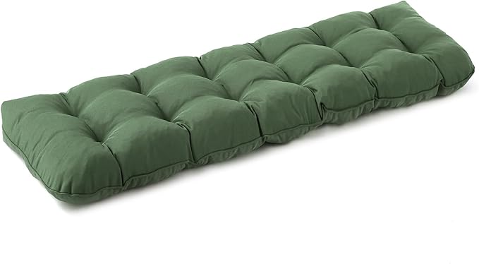 IPYNBAP Outdoor Bench Cushion, 59x18x5 Inch, Waterproof Bench Cushion for Outdoor/Indoor Furniture, Tufted Patio Bench Seat Cushion, Fade Resistant Outdoor Cushions for Porch Swing Couch, Dark Green