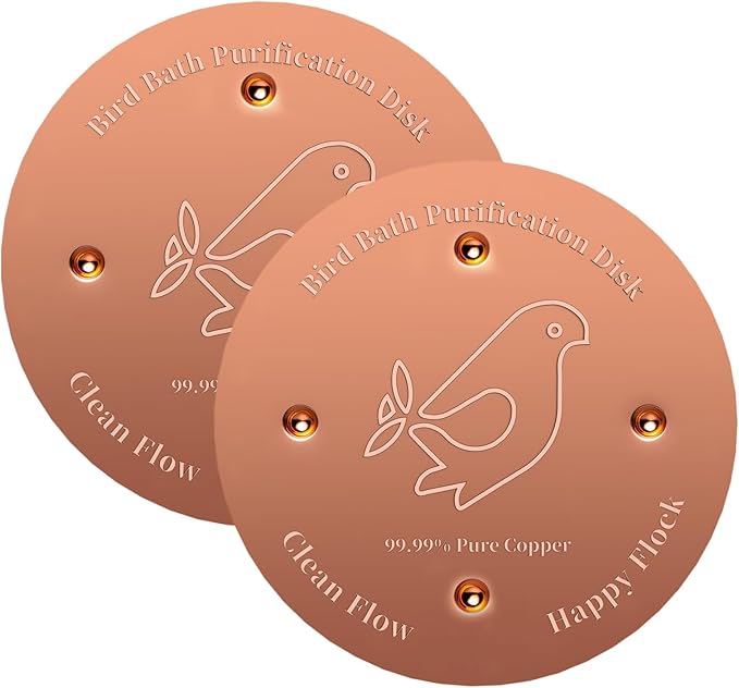2 Pack Copper Bird Bath Disc - Helps Maintain Clear Water Naturally for Birdbath Copper Plate Can Save You Cleaning Time