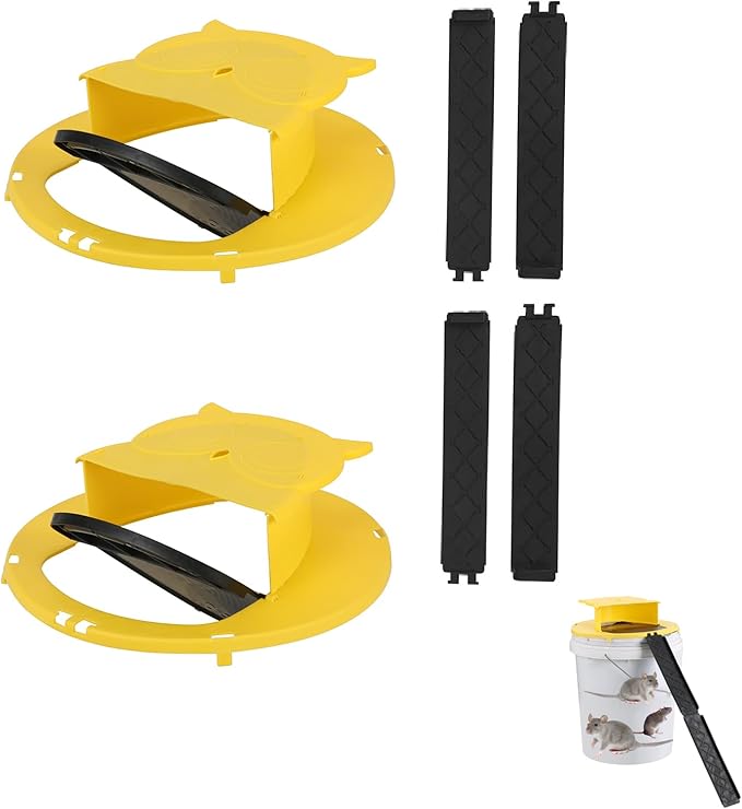 Mouse Bucket Trap, Auto-Reset Bucket Lid Mouse Trap, 5-Gallon Compatible, Efficient for Mouse Rat Indoor and Outdoor(2Packs)