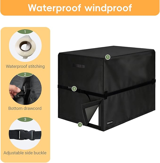 Universal Generator Cover 24 to 38 Inches 600D Heavy Duty Oxford. Dustproof and Waterproof Protection for Most 1500-15000W Generators, Black