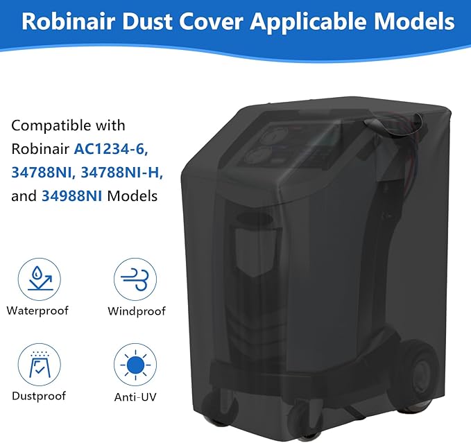 COSHNIBI Dust Cover for Robinair A/C RRR Machine, Heavy Duty 600D Oxford Protector Cover, Compatible with Robinair AC1234-6, 34788NI, 34788NI-H, and 34988NI Models, Black