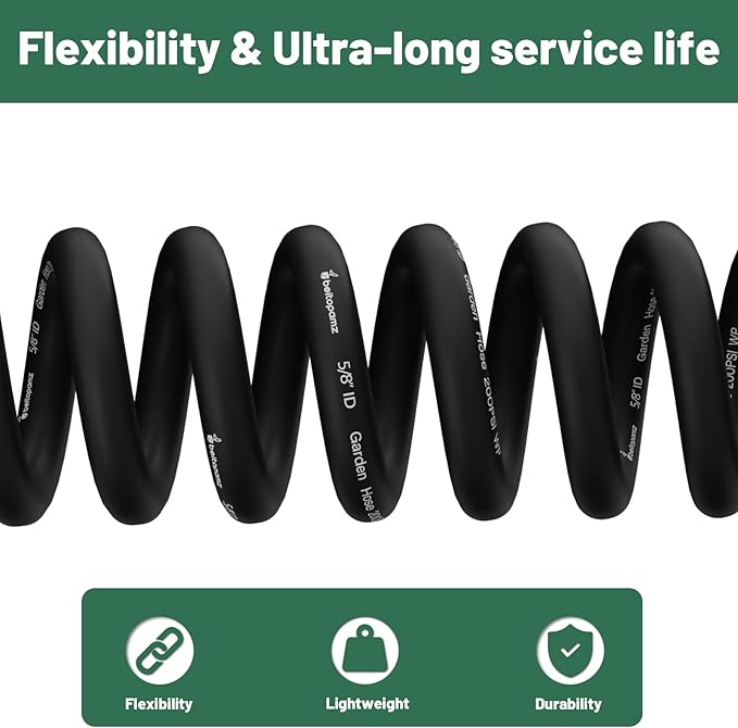 Beitopamz Short Garden Hose 1 ft x 5/8" Female to Female, Heavy Duty Small Water Hose Extender Connector, Leak-Free Connections Hybrid Rubber Leader Hose with 3/4" Double GHT Fittings, Black
