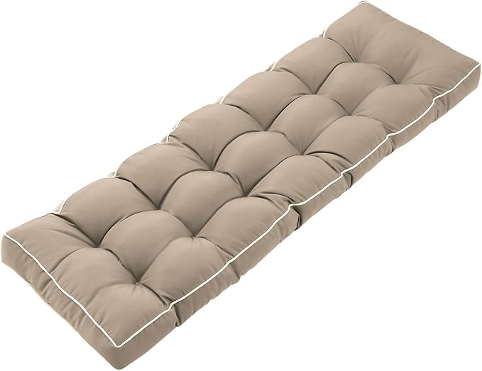 3 Seat 57 Inches Outdoor Porch Swing Cushions,Water-Resistant Tufted Patio Swing Replacement Cushions