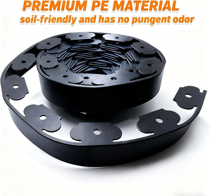 Landscape Edging 2in x 33FT Garden Edging Kit with 120 Spikes(33feet-Black)