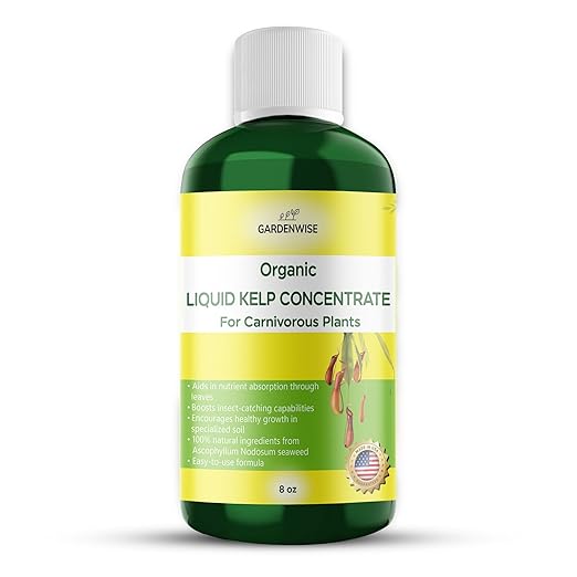 GARDENWISE Organic Premium Kelp Seaweed Fertilizer: Indoor Plant Fertilizer & Carnivorous Plant Food for Venus Flytraps, Sundews, Drosera Capensis,Pitcher Plants,Butterworts & Other (8 OZ)