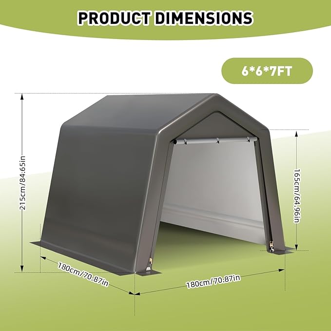 PeakPursuit Outdoor Carport Canopy, Heavy Duty Canopy Shed,Metal Frame Storage Shed with Waterproof, Uv Resistant Cover, Portable Storage Tents with Rollup Zipper Doors for Backyard, Garden