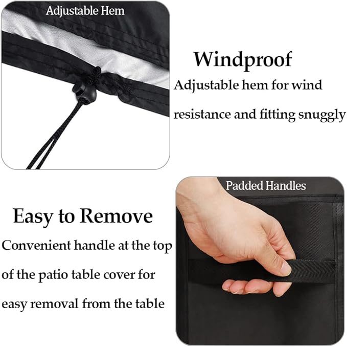 Patio Steel Patio Side Table Cover Waterproof Heavy Duty Small Outdoor Round End Table Covers, 18" D X 16" H, Black