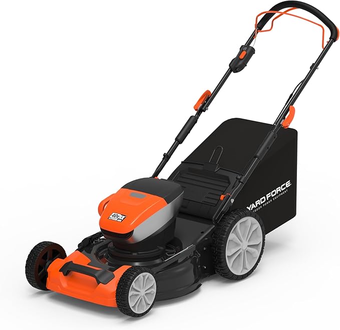 Yard Force Electric YF40VRX21-SP 21" Cordless Lawn Mower – 40V Lithium-Ion Battery, 3-in-1 Self-Propelled, Adjustable Cutting Heights, Brushless Motor. 2X Batteries Included.