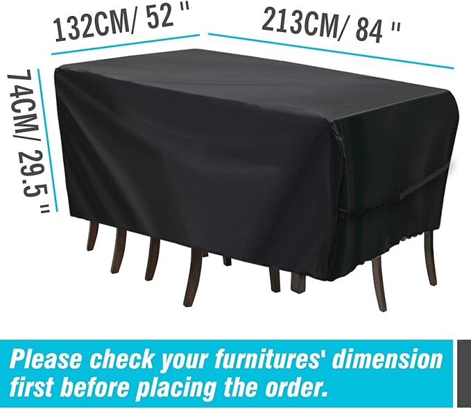 Velway Patio Table Cover Rectangle Waterproof Patio Furniture Cover for Outdoor Table and Chairs 84”Lx52”Wx29”H Oxford Tear-Resistant Wind Dust Proof Paito Furniture Covers