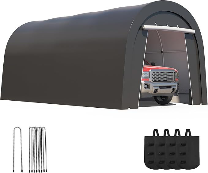 Wisteria Lane Heavy Duty Carport with 4 Cloth Bags, All-Weather Portable Garage with 2 Roll-up Doors, Car Canopy Storage Shelter Shed for Cars, Truck, or Garden Tools, 10' x 20'