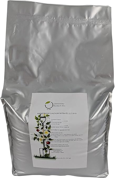 Greenway Biotech, Inc. Calcium Nitrate Solution Grade 15.5-0-0 with Water Soluble Hydroponics Fertilizers for Vegetables- (2 X 25 Pounds)