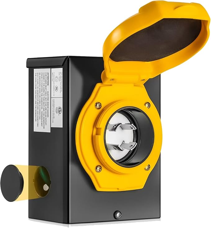 30 Amp Generator Inlet Box, NEMA L14-30P Power Inlet Box 4 Prong, 125/250V, 7500W, Weatherproof Outdoor Generator Power Inlet Box with LED Power Indicator, ETL Listed