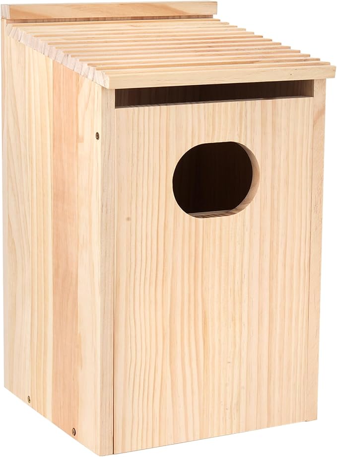 Pine Wood Duck House 17x10x10 Inches Outside Wood Shelter and Nesting Box for Hooded Mergansers and Wetland Ducks
