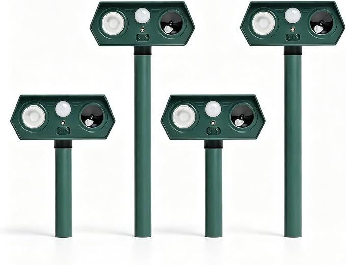 Cat Repellent Outdoor Solar Animal Repeller Motion Activated Deer Repellent Device Humane Dog Racoon Squirrel Deterrent for Garden Yard Farm Waterproof (4, Dark Green)