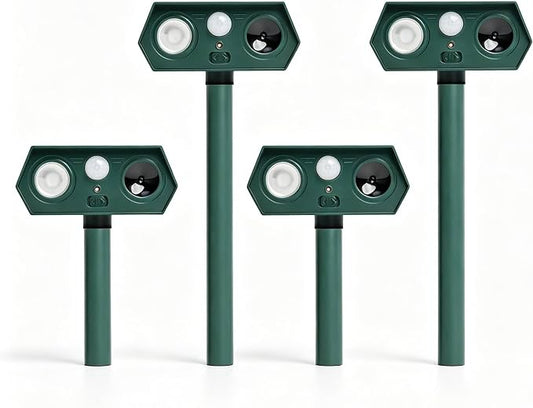 Cat Repellent Outdoor Solar Animal Repeller Motion Activated Deer Repellent Device Humane Dog Racoon Squirrel Deterrent for Garden Yard Farm Waterproof (4, Dark Green)
