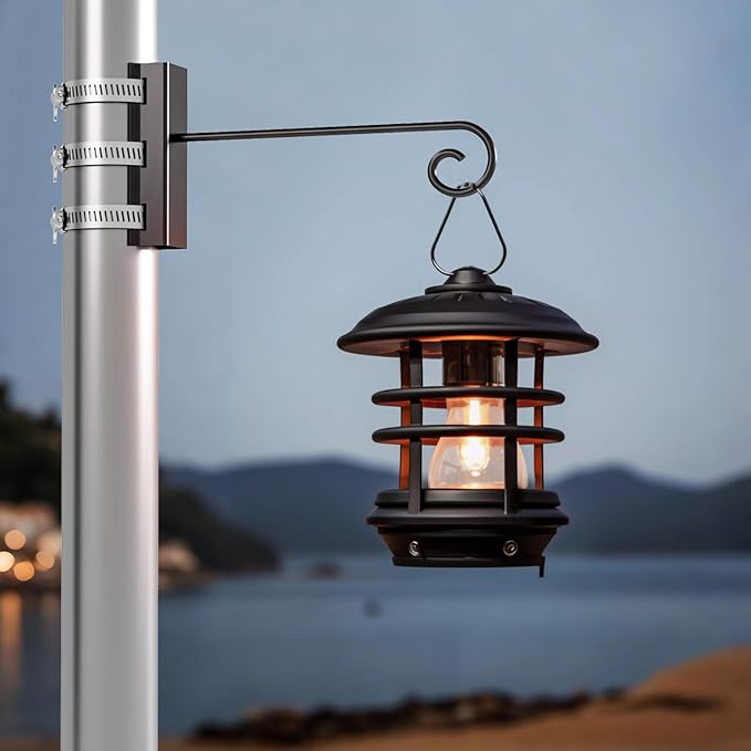 2 Pack Bird Feeder Hanger Hook, Pole Mounting Kits with Adjustable Clip Rings, Outdoor Hanging Bracket for Camping Lantern Rack, Tree Branch Hooks for Wild Bird House Holder (46-70mm/1.8" to 2.75")