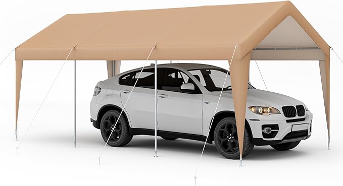 Tangkula 10x20 Ft Heavy-Duty Carport, Portable Garage Tent Carport with Galvanized Steel Frame, All-Season Tarp, Outdoor Car Canopy Shelter for Car, Truck, SUV, Boat