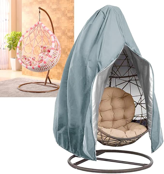 【Upgraded】Patio Egg Chair Covers with Zipper, Wicker Egg Swing Chair Covers, Waterproof Heavy Duty Weather Resisatnt Outdoor Chair Cover, Windproof Hanging Chair Cover, 75" x 45", Grey, 1 Pack