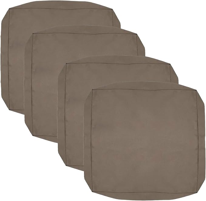 FLYMEI Patio Cushion Covers 20x20x2 Waterproof Outdoor Cushion Cover Replacement 4Packs Outdoor Seat Cushion Slipcover for Rattan Chair Sofa, Taupe