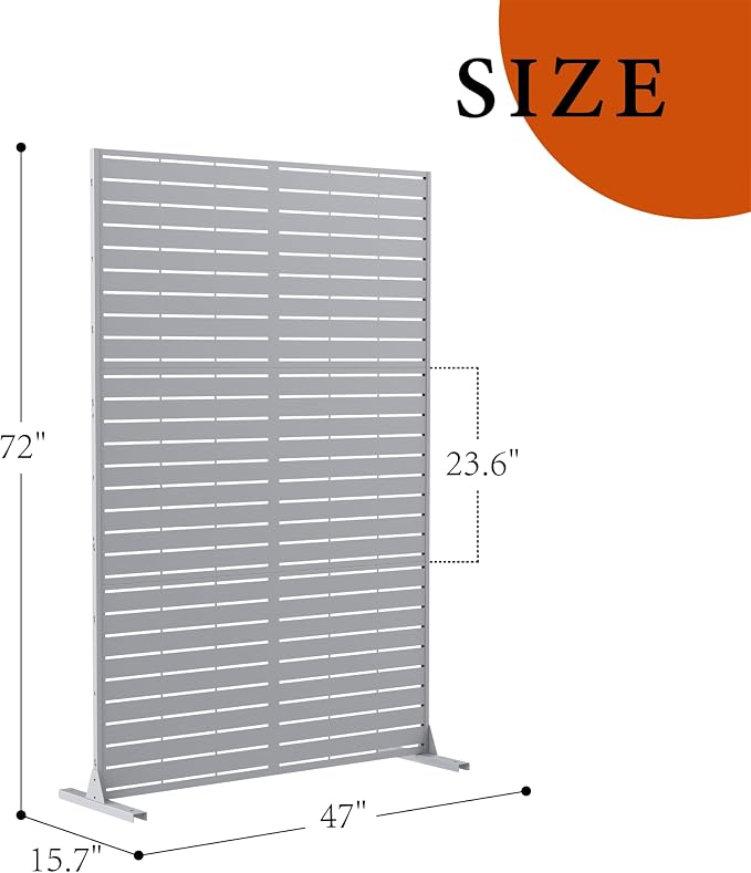 GarveeLife Metal Privacy Screen 72" h x 47" w, Outdoor Privacy Screens and Panels, Freestanding Decorative Fence for Patio Lawn Garden Deck Balcony, 3-Panel with Stand