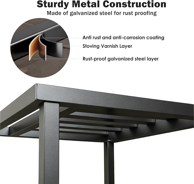Plant Stand Indoor Outdoor,18 Inch Square Metal Plant Stands Riser,Heavy Duty Wrought Iron Pedestal Holders for Large Flower Pot,Outside Rust-Proof Black Flower Display Shelf for Patio,2-Pack