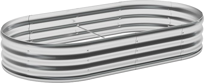 4x1.5x1FT Galvanized Raised Garden Bed Kit,Vegetable Boxes-Oval Metal Flower Box,Large Planter Raised Beds Outdoor Garden for Planting,Fruit,Herb-Silver