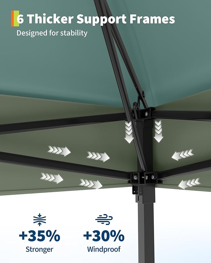 GarveeLife Canopy Tent 13x13 ft, Pop Up Gazebo One-Push Setup with 4 SandBags for Backyard Parties and BBQs, Mosquito Netting & Height Adjustable - Lake Blue