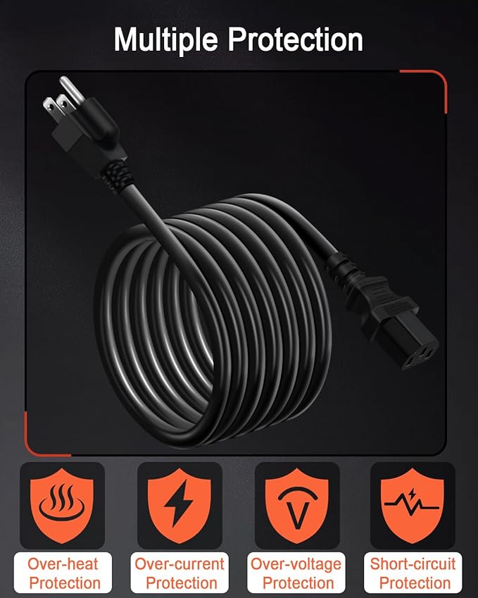 YEZriler 2M/6.6FT Heavy-Duty Charging Cable for Jackery Power Station Explorer 3000/2000/1500/1000, Ecoflow Delta/River/Series, Bluetti EB3A, Anker 757/767, 125Volt 15Amps AC Power Cord
