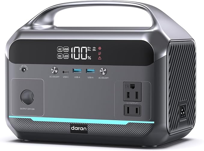 Portable Power Station, 288Wh LiFePO4 Battery Backup w/ 2× 350W (600W Surge) 110V Pure Sine Wave AC Outlets, Solar Generator for Home Backup, CPAP, RV, Camping, Off-Grid & Emergency Power