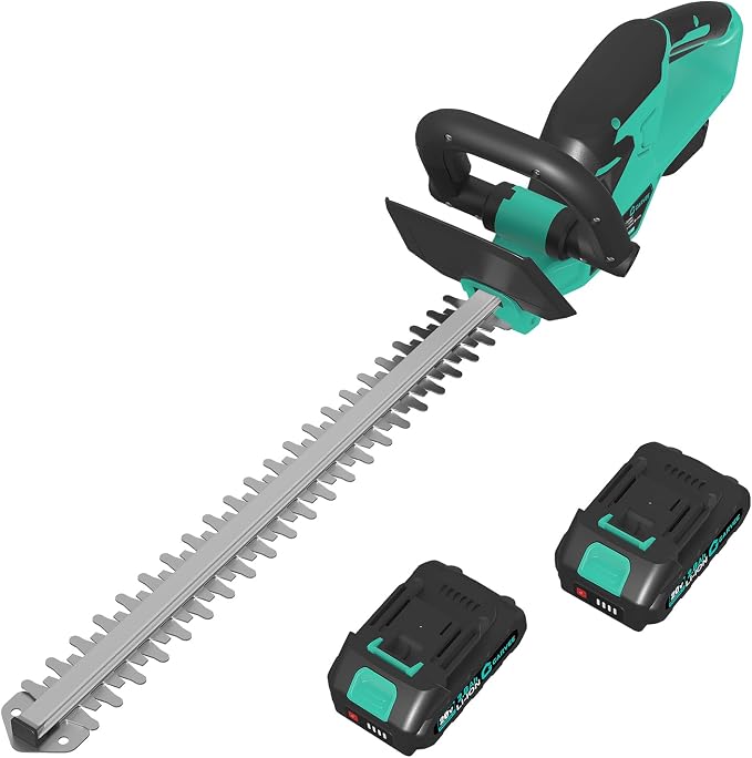 Garvee 22.4'' Grass Trimmer Hedge Shears/Grass Cutter Cordless Grass Shear & Shrubbery Trimmer with 2x2.0Ah Batteries Rechargeable Battery Cable