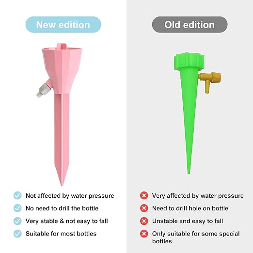 New Upgraded Plant Self Watering Spikes,Adjustable Plant Watering Devices with Slow Release Control Switch Water Dripper,Watering Planter Insert,Automatic Plant Waterer for Vacations (6)