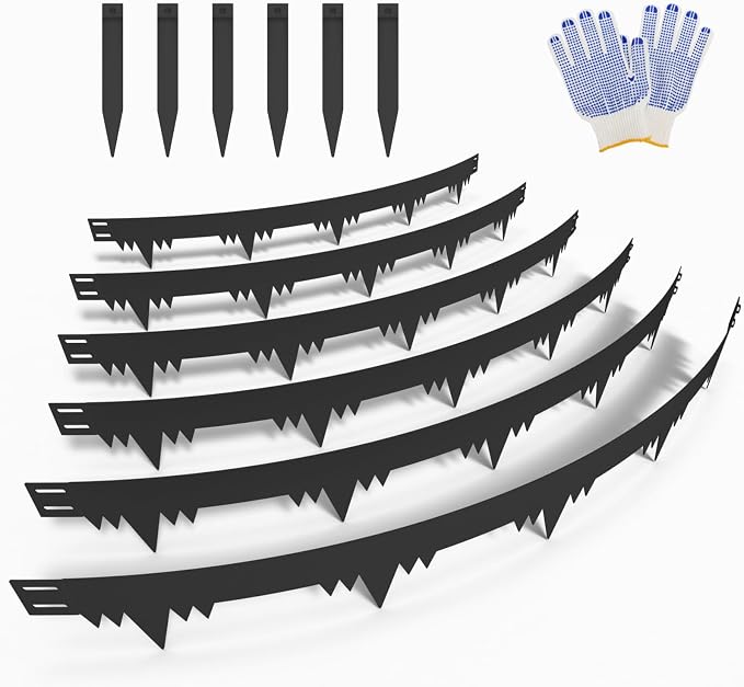 Metal Landscape Edging Border 6 Packs 42'' L x 5.5'' H, Pre-Rusted Steel Garden Edging Border with 6 Stakes, Hammer-in Lawn Edging for Landscaping, Flower Bed, Yard, Pathway, Tree Ring (21ft Total)
