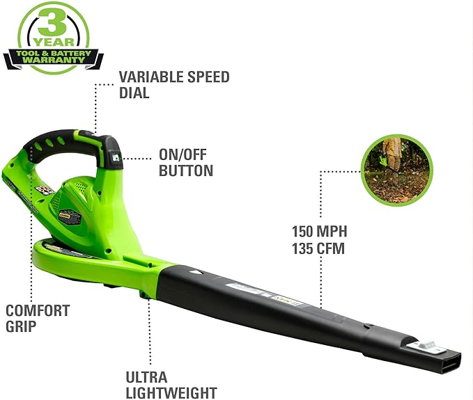Greenworks 40V 16" Cordless Electric Lawn Mower + 40V Sweeper (150 MPH), 4.0Ah Battery and Charger Included