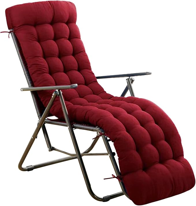 ERWUDEling Patio Lounge Chair Cushion, Waterproof Lounge Chair Cushion, Thickened 67 x 19 x 4 Inch Zero Gravity Chair Cushion for Outdoor Indoor Furniture, Home and Office, Wine red (Only Cushion)