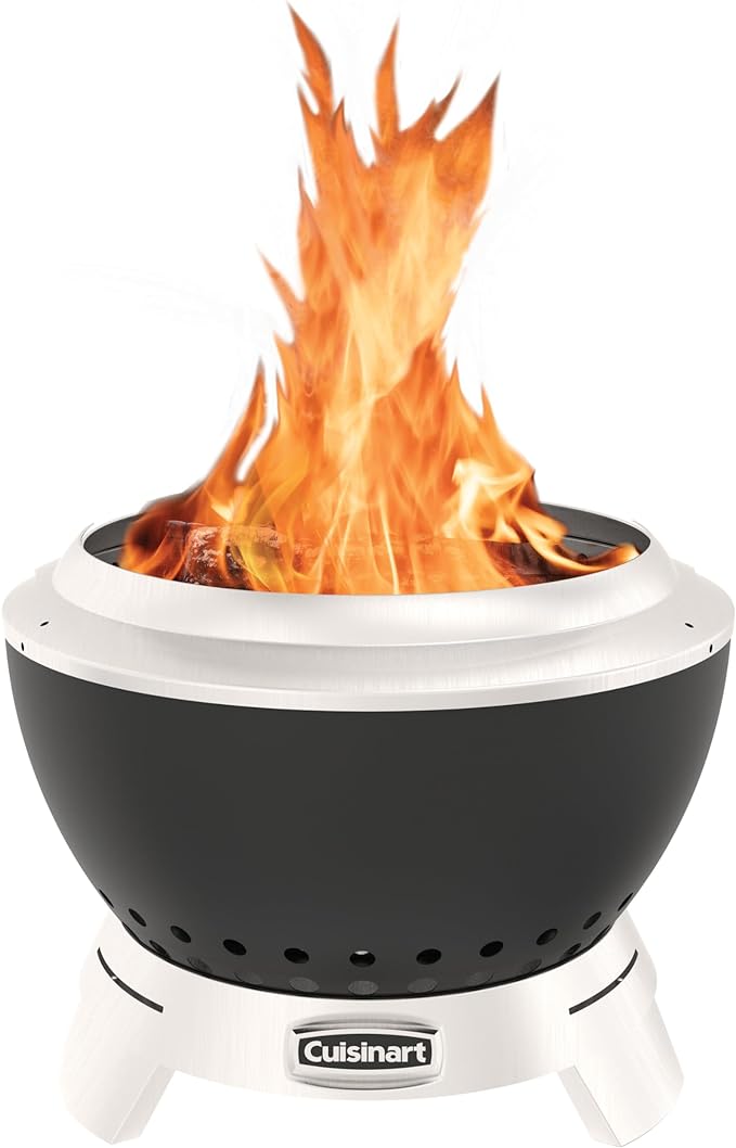 Cuisinart 19.5” Cleanburn Smokeless Fire Pit with Removable Base for Ash, Portable Wood Burning Outdoor Fireplace, Stainless Steel Smoke Free Outdoor Heater, Enhanced Airflow and Easy Cleanup