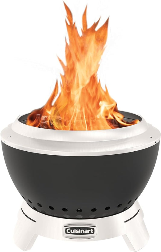 Cuisinart 19.5” Cleanburn Smokeless Fire Pit with Removable Base for Ash, Portable Wood Burning Outdoor Fireplace, Stainless Steel Smoke Free Outdoor Heater, Enhanced Airflow and Easy Cleanup