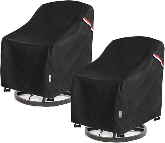 Patio Chair Covers Waterproof Heavy Duty Patio Furniture Covers, 30W x 34D x 36H Inches Swivel Outdoor Chair Cover 2 Pack (Black)
