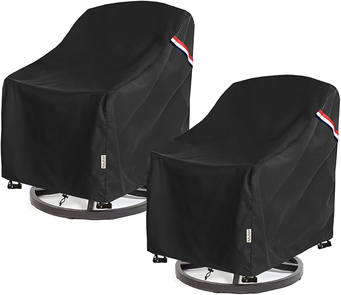 Patio Chair Covers Waterproof Heavy Duty Patio Furniture Covers, 35W x 37D x 36H Inches Swivel Outdoor Chair Cover 2 Pack (Black)
